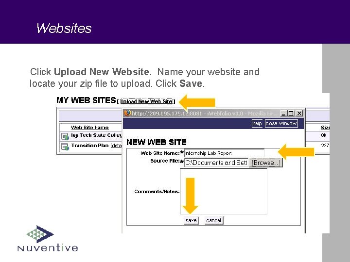Websites Click Upload New Website. Name your website and locate your zip file to