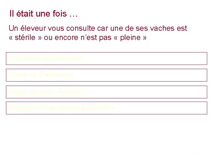 Il était une fois … Un éleveur vous consulte car une de ses vaches