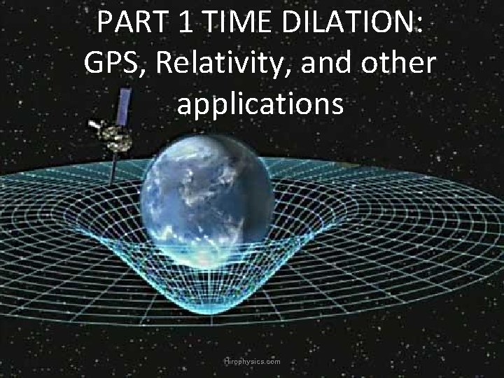 PART 1 TIME DILATION: GPS, Relativity, and other applications Hirophysics. com PART 1 TIME DILATION: GPS, Relativity, and other applications Hirophysics. com