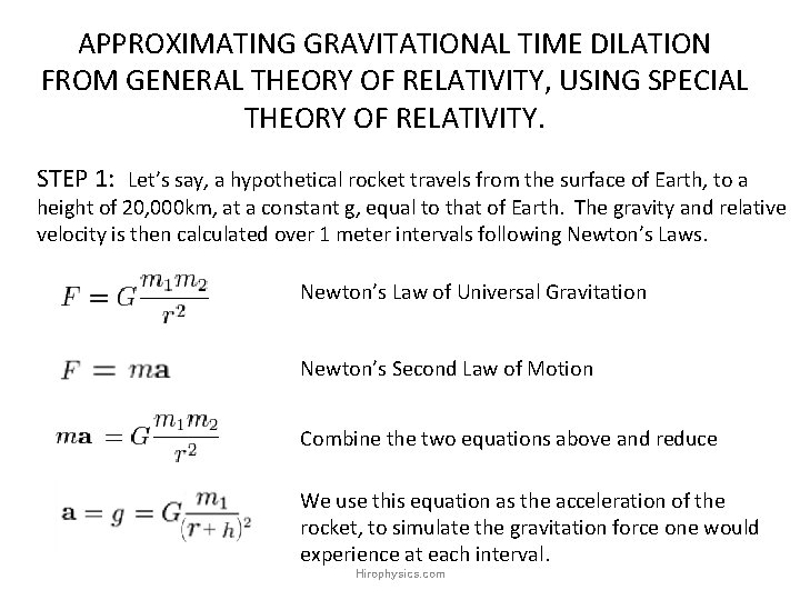 APPROXIMATING GRAVITATIONAL TIME DILATION FROM GENERAL THEORY OF RELATIVITY, USING SPECIAL THEORY OF RELATIVITY. APPROXIMATING GRAVITATIONAL TIME DILATION FROM GENERAL THEORY OF RELATIVITY, USING SPECIAL THEORY OF RELATIVITY.