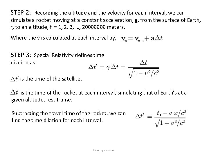 STEP 2: Recording the altitude and the velocity for each interval, we can simulate STEP 2: Recording the altitude and the velocity for each interval, we can simulate
