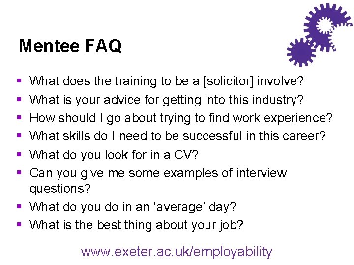 Mentee FAQ § § § What does the training to be a [solicitor] involve?