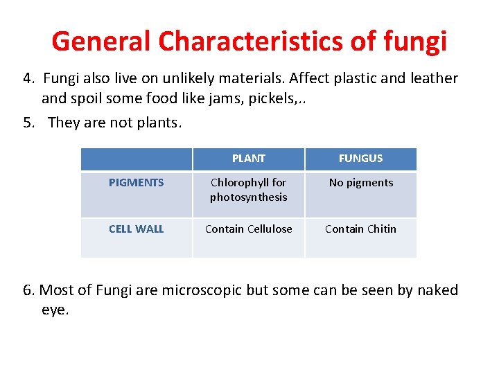 General Characteristics of fungi 4. Fungi also live on unlikely materials. Affect plastic and