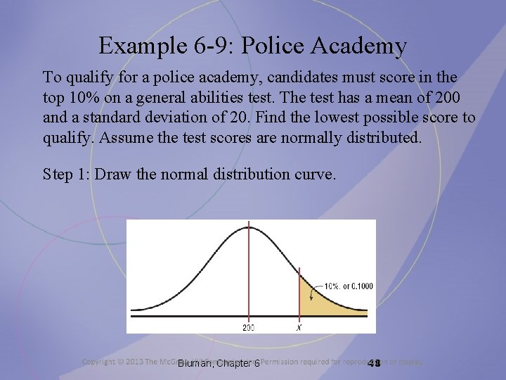 Example 6 -9: Police Academy To qualify for a police academy, candidates must score
