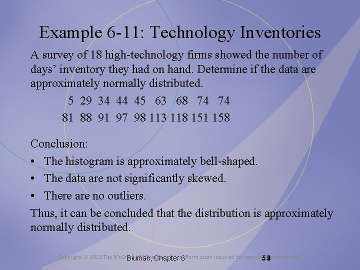 Example 6 -11: Technology Inventories A survey of 18 high-technology firms showed the number