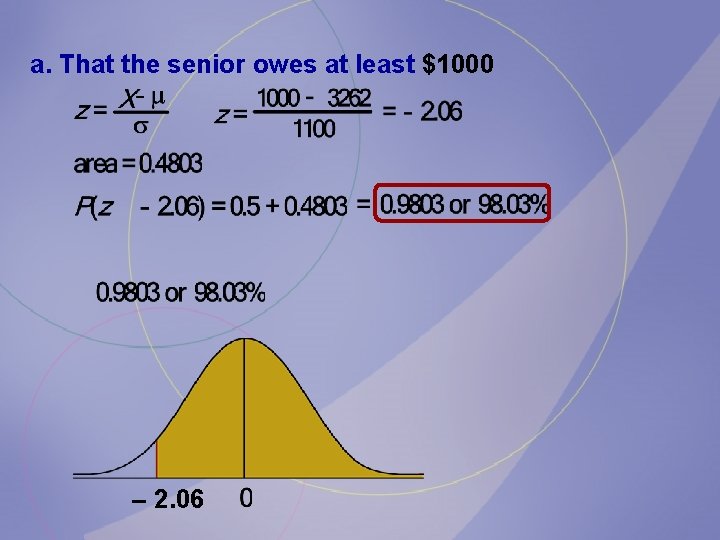 a. That the senior owes at least $1000 – 2. 06 