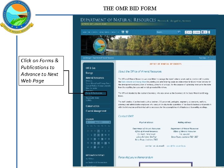 THE OMR BID FORM Click on Forms & Publications to Advance to Next Web
