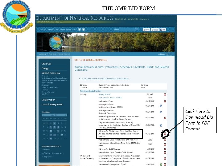 THE OMR BID FORM Click Here to Download Bid Form in PDF Format 