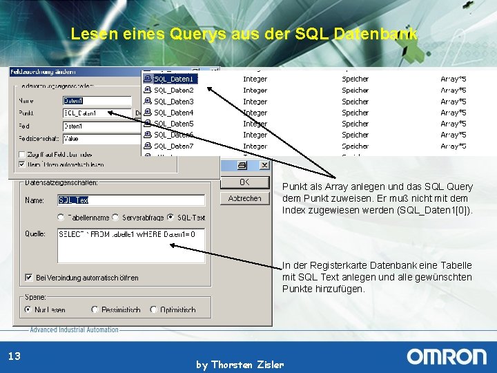 Lesen eines Querys aus der SQL Datenbank Punkt als Array anlegen und das SQL