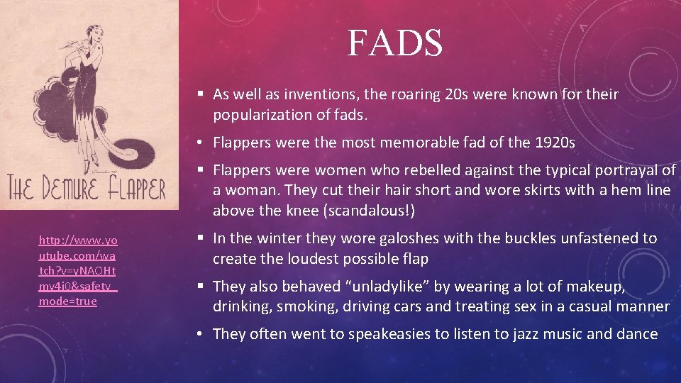 FADS § As well as inventions, the roaring 20 s were known for their