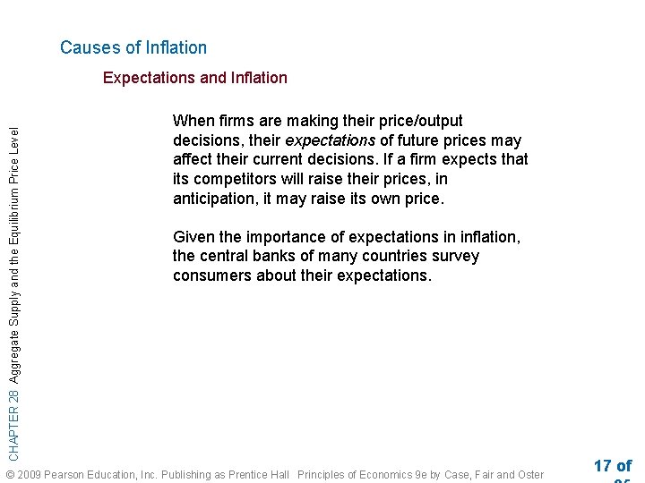Causes of Inflation CHAPTER 28 Aggregate Supply and the Equilibrium Price Level Expectations and