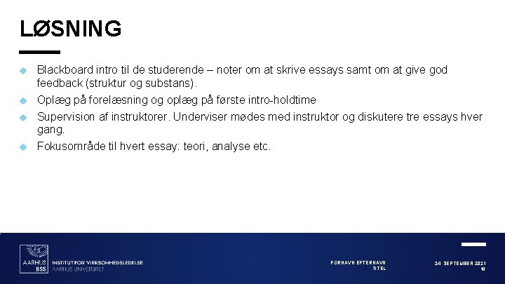 LØSNING Blackboard intro til de studerende – noter om at skrive essays samt om