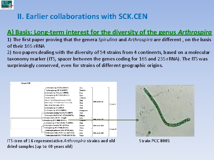 II. Earlier collaborations with SCK. CEN A) Basis: Long-term interest for the diversity of