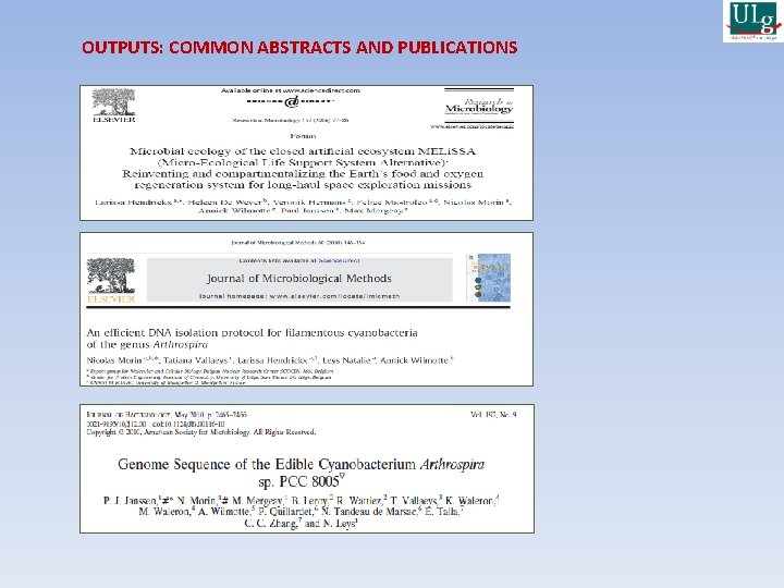 OUTPUTS: COMMON ABSTRACTS AND PUBLICATIONS 
