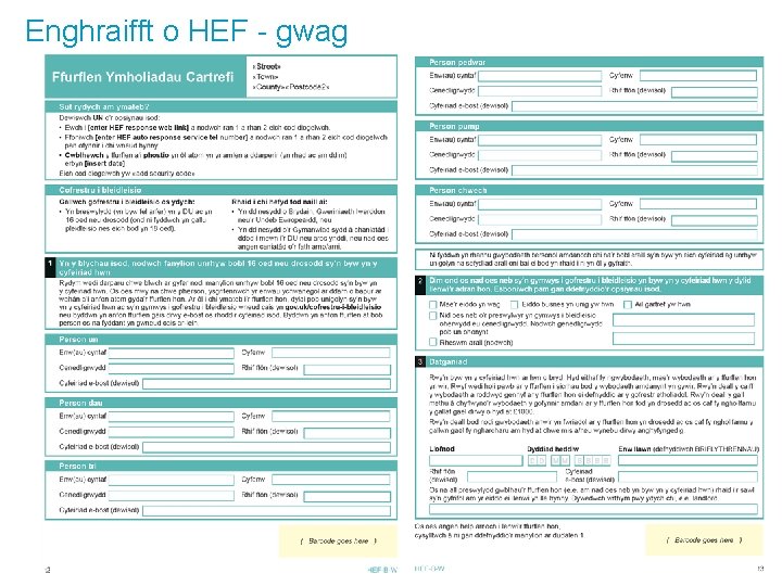 Enghraifft o HEF - gwag 14 