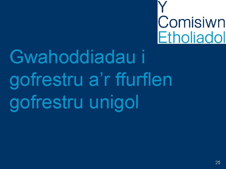 Gwahoddiadau i gofrestru a’r ffurflen gofrestru unigol 25 