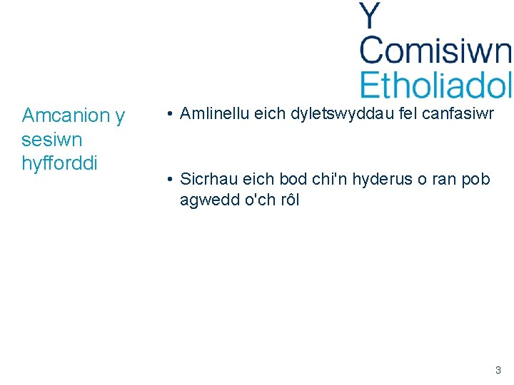 Amcanion y sesiwn hyfforddi • Amlinellu eich dyletswyddau fel canfasiwr • Sicrhau eich bod