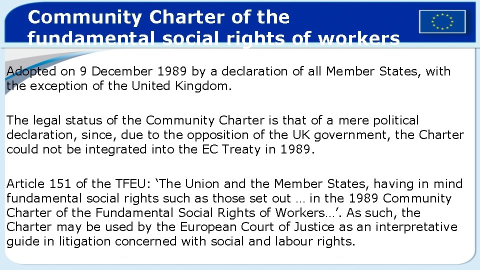 Community Charter of the fundamental social rights of workers Adopted on 9 December 1989