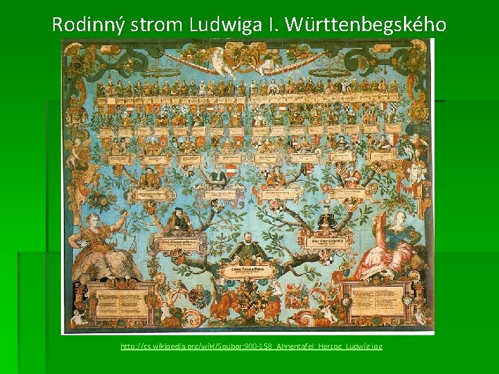 Rodinný strom Ludwiga I. Württenbegského http: //cs. wikipedia. org/wiki/Soubor: 900 -158_Ahnentafel_Herzog_Ludwig. jpg 