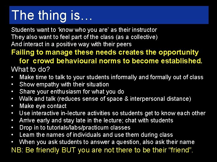 The thing is… Students want to ‘know who you are’ as their instructor They