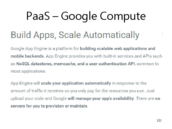 Paa. S – Google Compute 101 