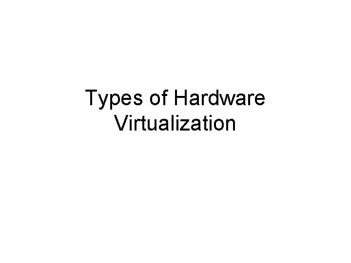 Types of Hardware Virtualization 