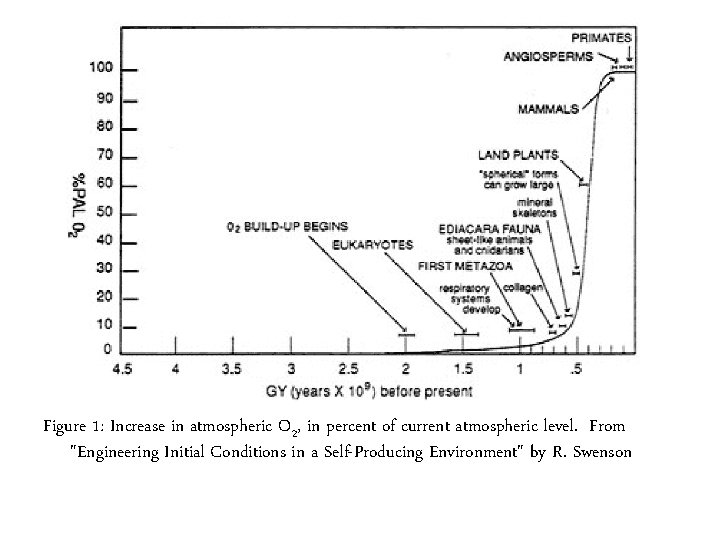 Figure 1: Increase in atmospheric O 2, in percent of current atmospheric level. From
