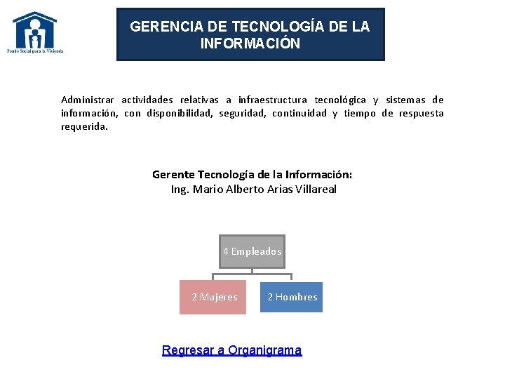 GERENCIA DE TECNOLOGÍA DE LA INFORMACIÓN Administrar actividades relativas a infraestructura tecnológica y sistemas