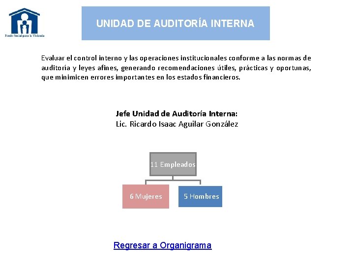 UNIDAD DE AUDITORÍA INTERNA Evaluar el control interno y las operaciones institucionales conforme a