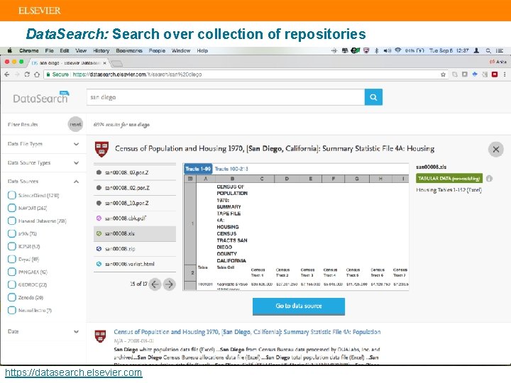 Data. Search: Search over collection of repositories https: //datasearch. elsevier. com 