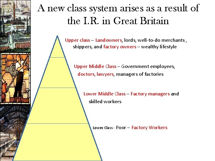 A new class system arises as a result of the I. R. in Great