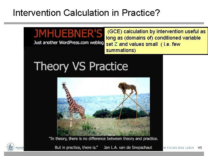 Intervention Calculation in Practice? (GCE) calculation by intervention useful as long as (domains of)