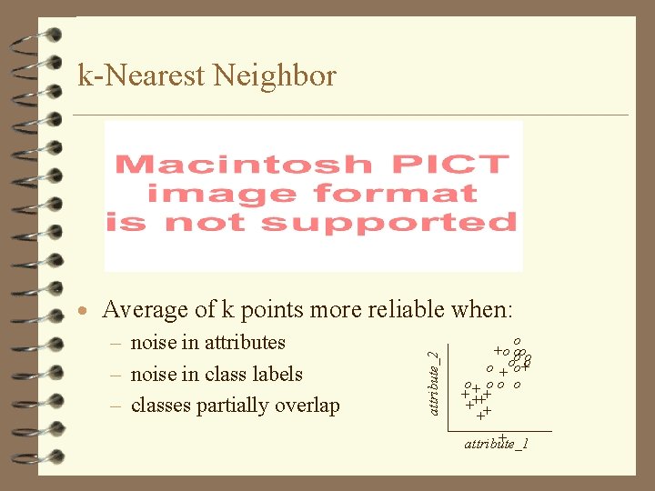 k-Nearest Neighbor attribute_2 · Average of k points more reliable when: o – noise