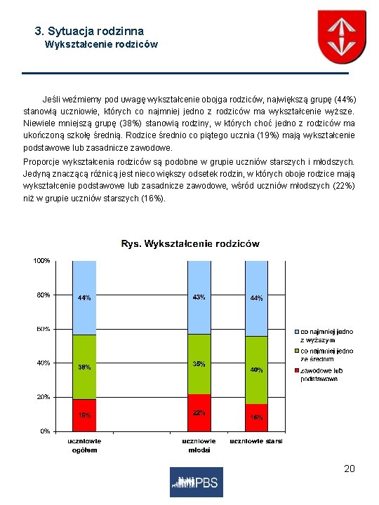 3. Sytuacja rodzinna Wykształcenie rodziców Jeśli weźmiemy pod uwagę wykształcenie obojga rodziców, największą grupę