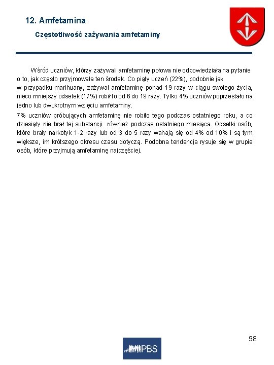 12. Amfetamina Częstotliwość zażywania amfetaminy Wśród uczniów, którzy zażywali amfetaminę połowa nie odpowiedziała na