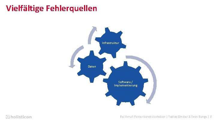 Vielfältige Fehlerquellen Infrastruktur Daten Software / Implementierung Bei Anruf: Fehler bereits behoben | Tobias