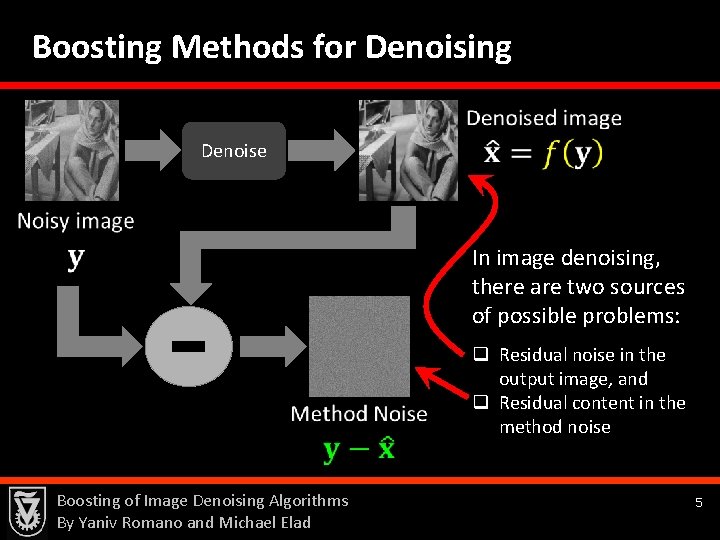 Boosting Methods for Denoising Denoise In image denoising, there are two sources of possible