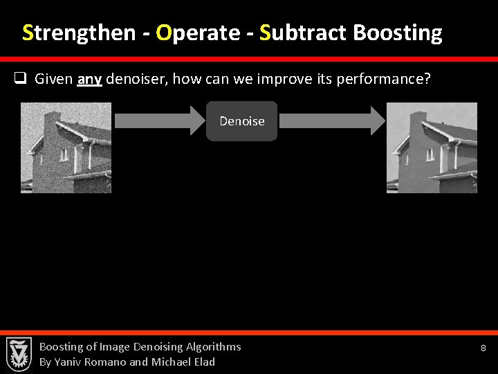 Strengthen - Operate - Subtract Boosting q Given any denoiser, how can we improve