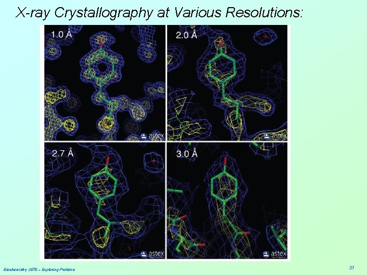 X-ray Crystallography at Various Resolutions: Biochemistry 3070 – Exploring Proteins 31 