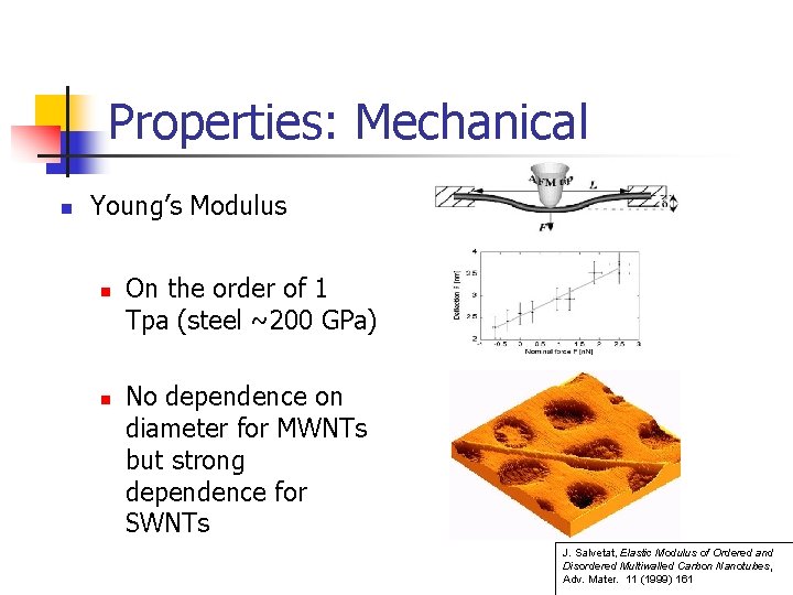 Properties: Mechanical n Young’s Modulus n n On the order of 1 Tpa (steel
