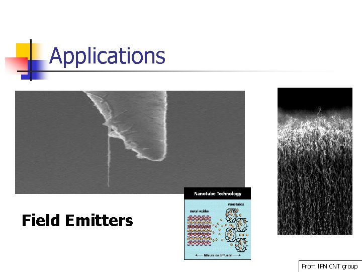 Applications Field Emitters From IPN CNT group 