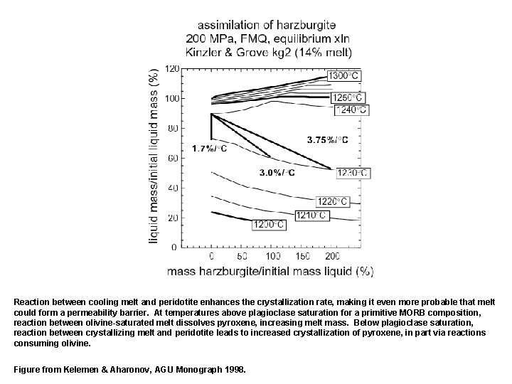 Reaction between cooling melt and peridotite enhances the crystallization rate, making it even more