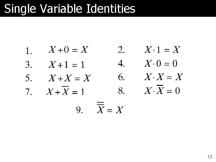 Single Variable Identities 12 