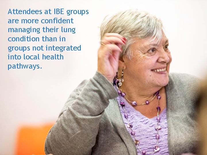 Attendees at IBE groups are more confident managing their lung condition than in groups