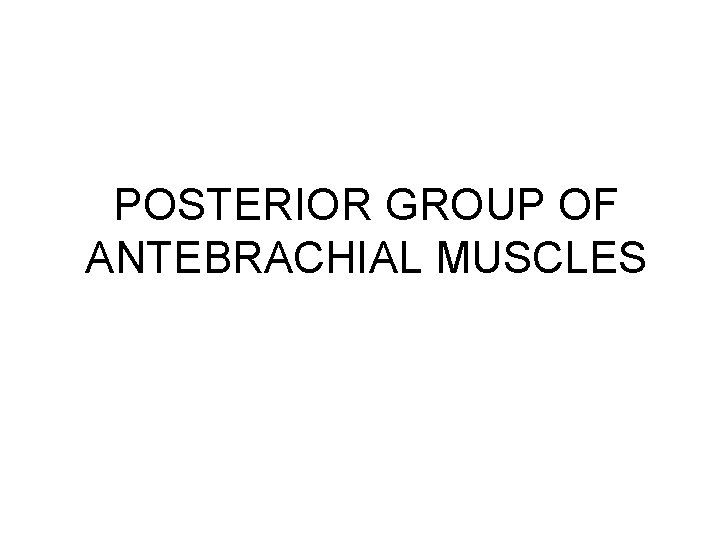 POSTERIOR GROUP OF ANTEBRACHIAL MUSCLES POSTERIOR GROUP OF ANTEBRACHIAL MUSCLES