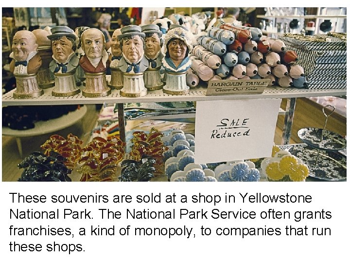These souvenirs are sold at a shop in Yellowstone National Park. The National Park
