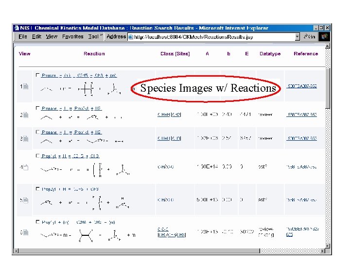 Species Images w/ Reactions 