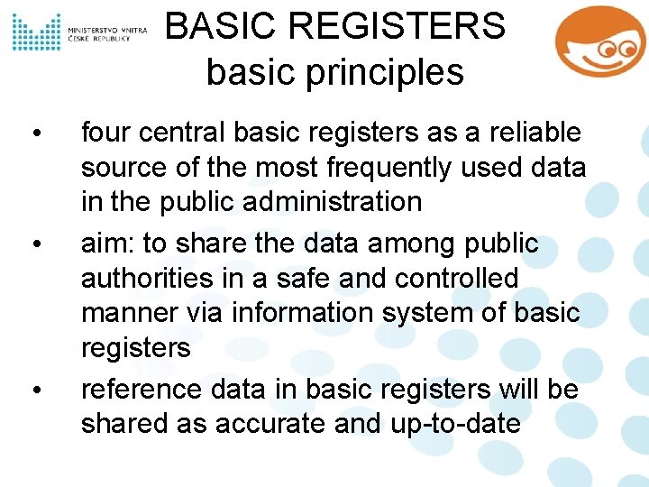 BASIC REGISTERS basic principles • • • four central basic registers as a reliable