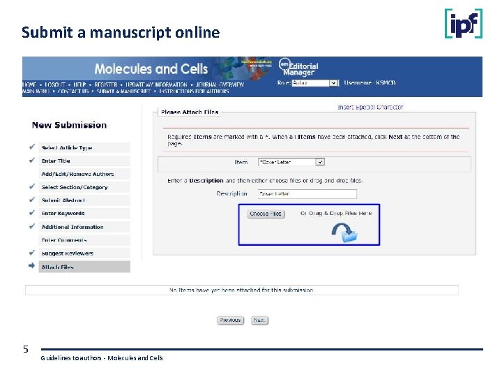 Submit a manuscript online 5 Guidelines to authors - Molecules and Cells 