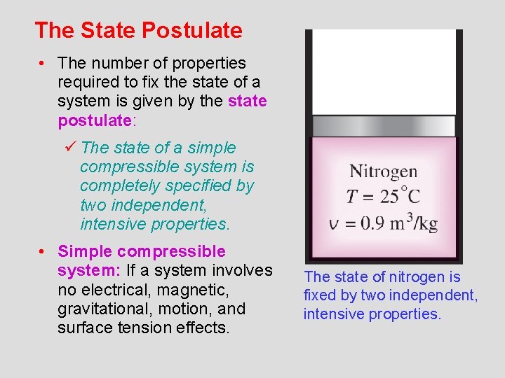 The State Postulate • The number of properties required to fix the state of